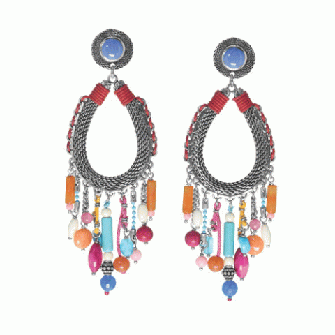 Серьги из агата, сердолика, коралла, нефрита и говлита RITA 12-62744