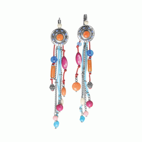 Серьги из агата, сердолика, коралла, нефрита и говлита RITA 12-62745