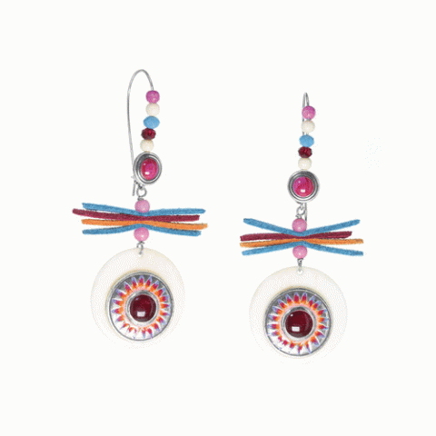Серьги из агата, сердолика, коралла, нефрита и говлита RITA 12-62746