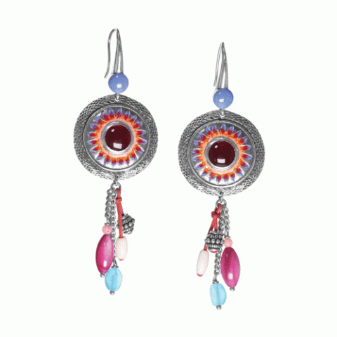 Серьги из агата, сердолика, коралла, нефрита и говлита RITA 12-62747