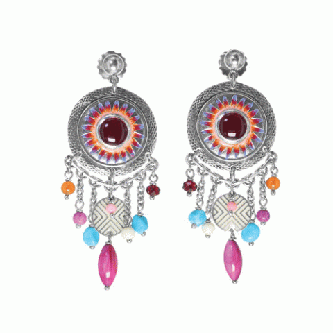Серьги из агата, сердолика, коралла, нефрита и говлита RITA 12-62748