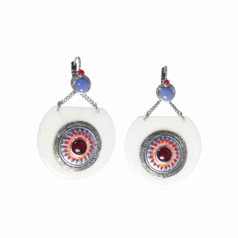 Серьги из агата, сердолика, коралла, нефрита и говлита RITA 12-62750