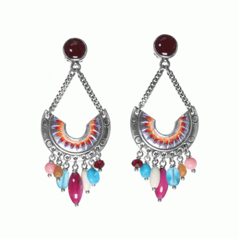 Серьги из агата, сердолика, коралла, нефрита и говлита RITA 12-62752