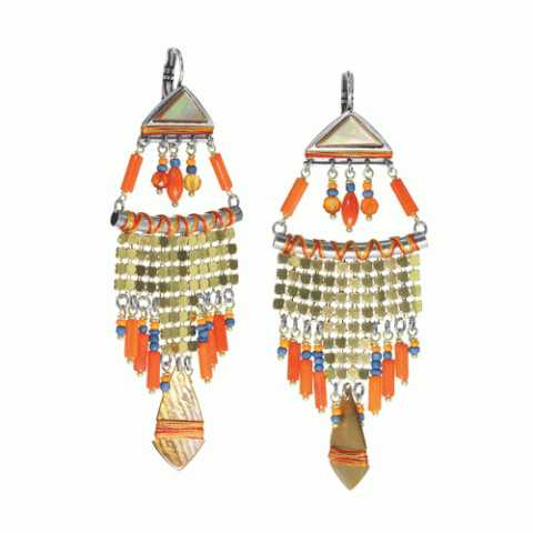 Серьги из агата, коралла, перламутра и ляписа лазури ORLANE 12-62780