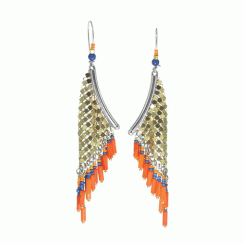 Серьги из агата, коралла, перламутра и ляписа лазури ORLANE 12-62781