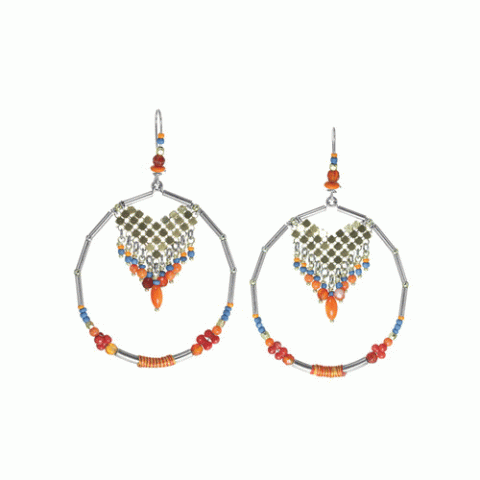 Серьги из агата, коралла, перламутра и ляписа лазури ORLANE 12-62782