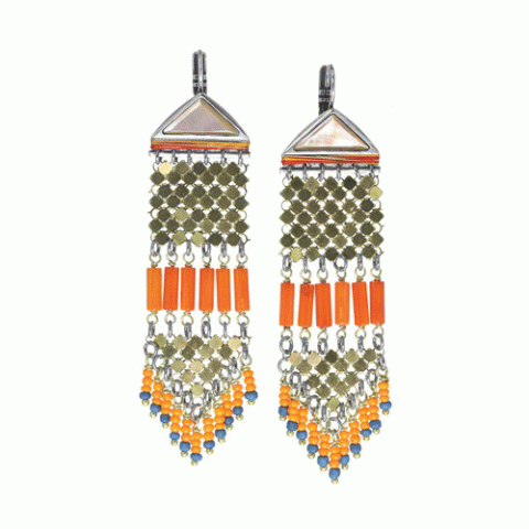 Серьги из агата, коралла, перламутра и ляписа лазури ORLANE 12-62784