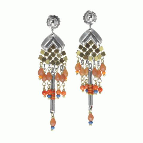 Серьги из агата, коралла, перламутра и ляписа лазури ORLANE 12-62786