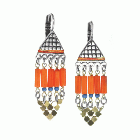 Серьги из агата, коралла, перламутра и ляписа лазури ORLANE 12-62788