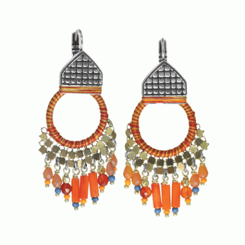 Серьги из агата, коралла, перламутра и ляписа лазури ORLANE 12-62790