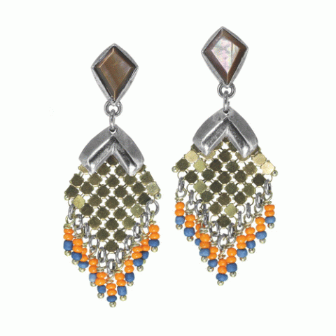 Серьги из агата, коралла, перламутра и ляписа лазури ORLANE 12-62795