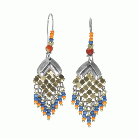 Серьги из агата, коралла, перламутра и ляписа лазури ORLANE 12-62796