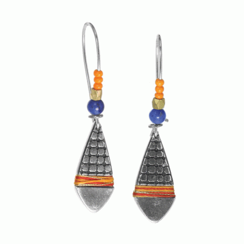 Серьги из агата, коралла, перламутра и ляписа лазури ORLANE 12-62797