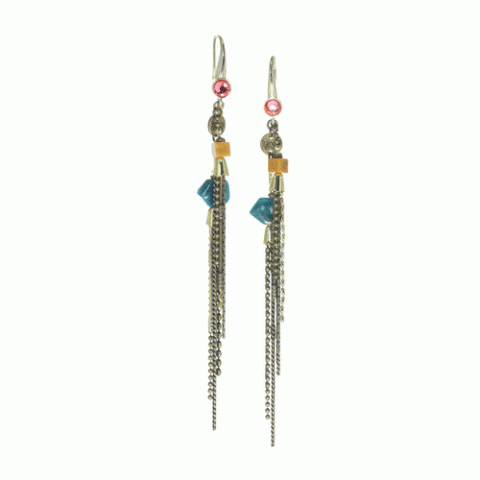 Серьги из янтаря, коралла, яшмы, кианита и Swarovski JASMINE 12-62800