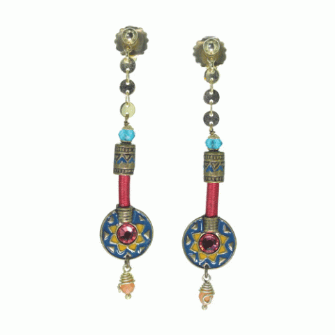 Серьги из янтаря, коралла, яшмы, кианита и Swarovski JASMINE 12-62811