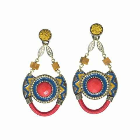 Серьги из янтаря, коралла, яшмы, кианита и Swarovski JASMINE 12-62815