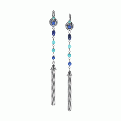 Серьги из агата, хрустальных бусин, ляписа и нефрита IZIA 12-62821