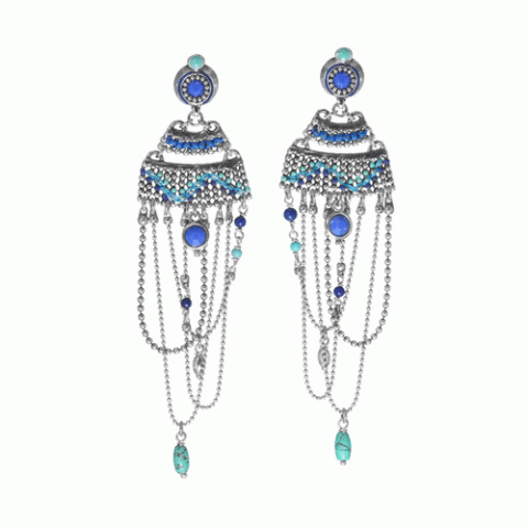 Серьги из агата, хрустальных бусин, ляписа и нефрита IZIA 12-62822
