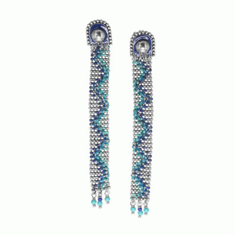 Серьги из агата, хрустальных бусин, ляписа и нефрита IZIA 12-62825