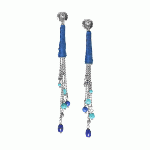 Серьги из агата, хрустальных бусин, ляписа и нефрита IZIA 12-62832