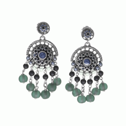 Серьги из лавы, хрустальных бусин, семян Тагуа и Swarovski AMY 12-62865