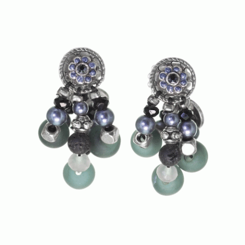 Серьги из лавы, хрустальных бусин, семян Тагуа и Swarovski AMY 12-62866