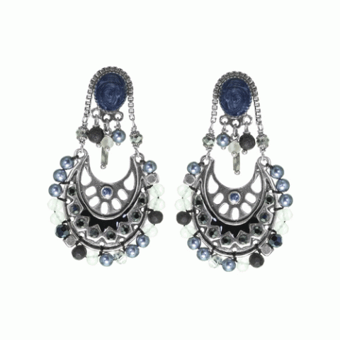 Серьги из лавы, хрустальных бусин, семян Тагуа и Swarovski AMY 12-62868