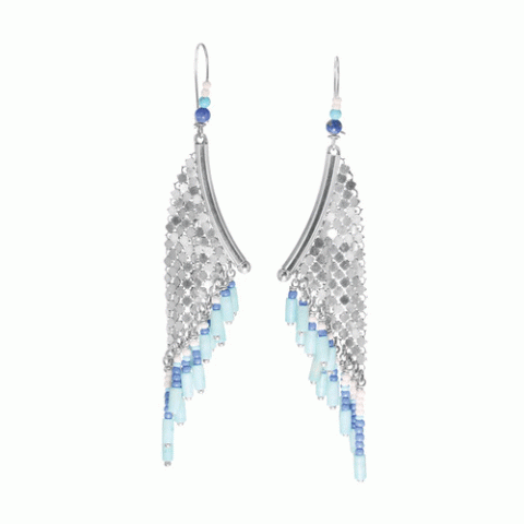 Серьги из ляписа лазури, коралла, ангелита и Семян Бури OCEANE 12-62881
