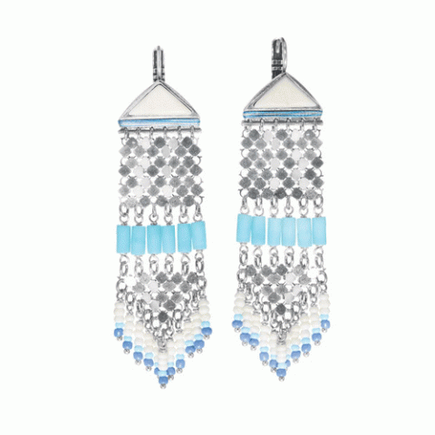 Серьги из ляписа лазури, коралла, ангелита и Семян Бури OCEANE 12-62884