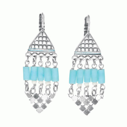 Серьги из ляписа лазури, коралла, ангелита и Семян Бури OCEANE 12-62888