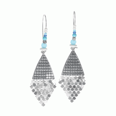 Серьги из ляписа лазури, коралла, ангелита и Семян Бури OCEANE 12-62892