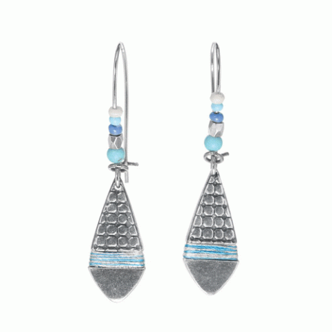 Серьги из ляписа лазури, коралла, ангелита и Семян Бури OCEANE 12-62897