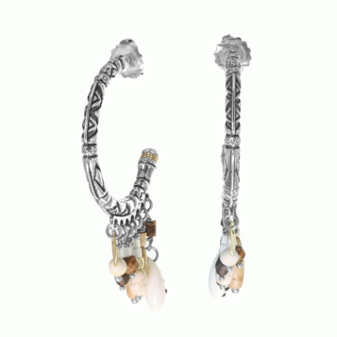 Серьги из коралла, говлита, яшмы, нефрита, змеевика и Swarovski CARLOTA 12-62900