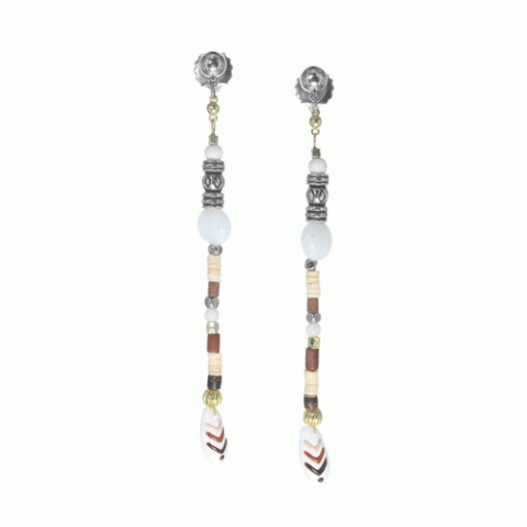 Серьги из коралла, говлита, яшмы, нефрита, змеевика и Swarovski CARLOTA 12-62901