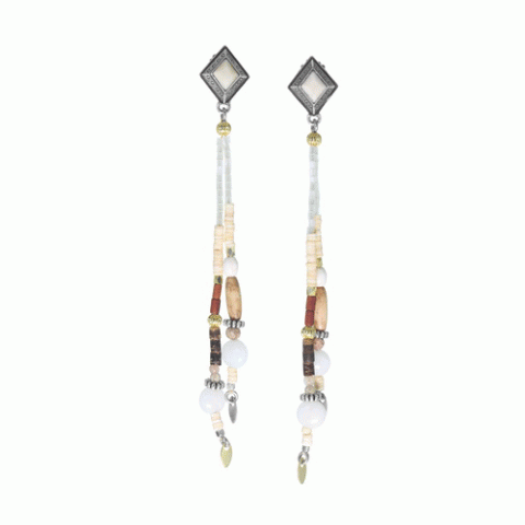 Серьги из коралла, говлита, яшмы, нефрита, змеевика и Swarovski CARLOTA 12-62903