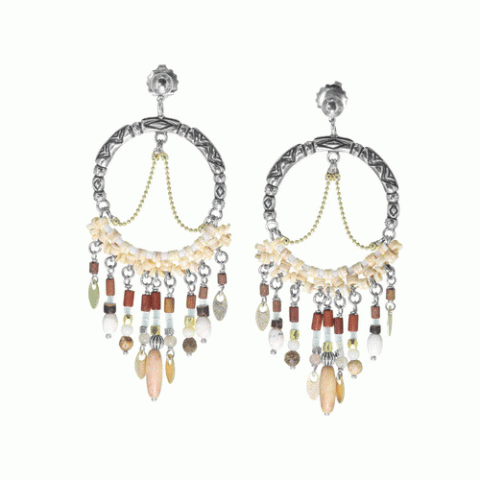 Серьги из коралла, говлита, яшмы, нефрита, змеевика и Swarovski CARLOTA 12-62905
