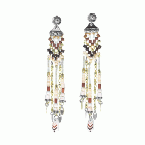 Серьги из коралла, говлита, яшмы, нефрита, змеевика и Swarovski CARLOTA 12-62907