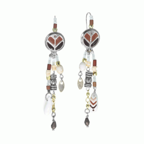 Серьги из коралла, говлита, яшмы, нефрита, змеевика и Swarovski CARLOTA 12-62908
