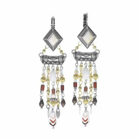 Серьги из коралла, говлита, яшмы, нефрита, змеевика и Swarovski CARLOTA 12-62911