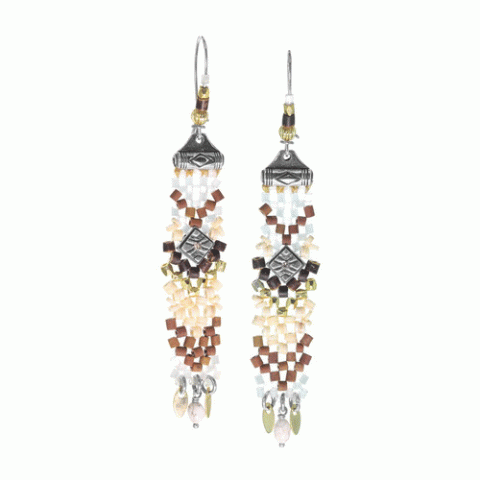 Серьги из коралла, говлита, яшмы, нефрита, змеевика и Swarovski CARLOTA 12-62912
