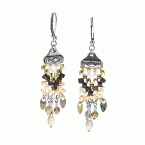 Серьги из коралла, говлита, яшмы, нефрита, змеевика и Swarovski CARLOTA 12-62915