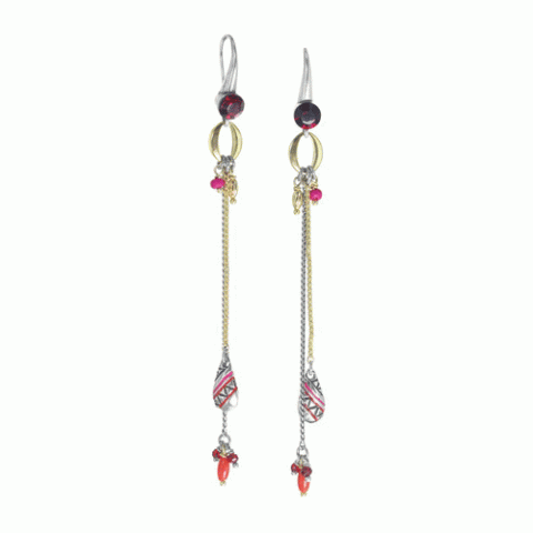 Серьги из агата, коралла, кокоса, дерева Сибукао и Swarovski ZELINE 12-62932