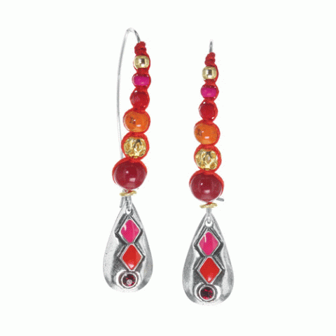 Серьги из агата, коралла, кокоса, дерева Сибукао и Swarovski ZELINE 12-62933