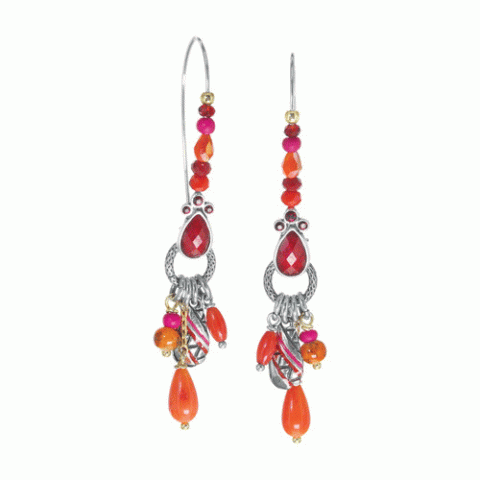 Серьги из агата, коралла, кокоса, дерева Сибукао и Swarovski ZELINE 12-62934