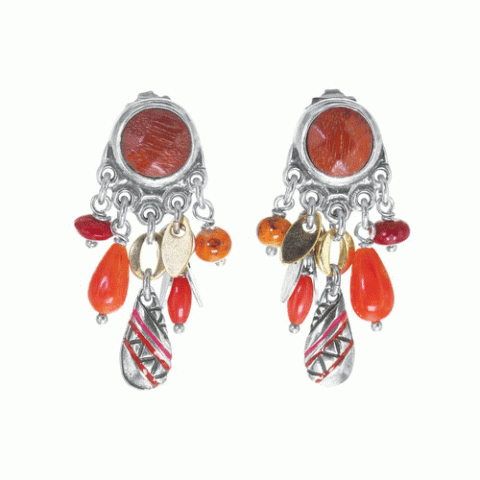 Серьги из агата, коралла, кокоса, дерева Сибукао и Swarovski ZELINE 12-62937