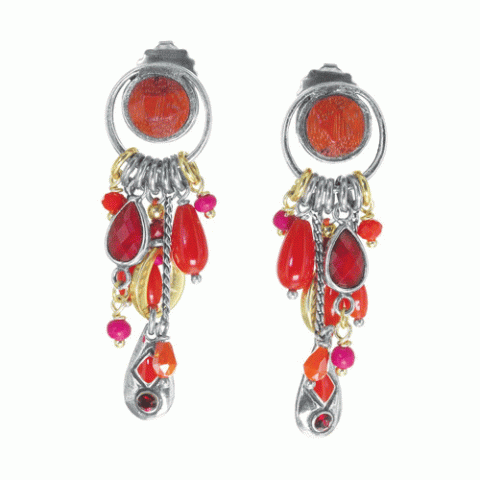Серьги из агата, коралла, кокоса, дерева Сибукао и Swarovski ZELINE 12-62941