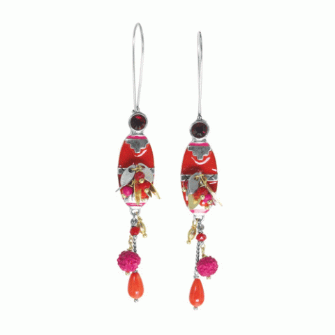 Серьги из агата, коралла, кокоса, дерева Сибукао и Swarovski ZELINE 12-62942