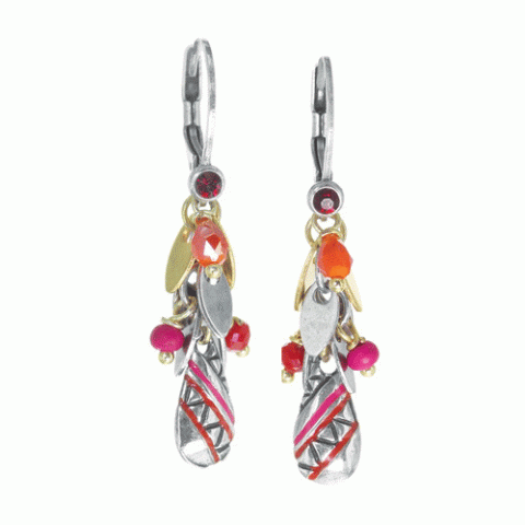 Серьги из агата, коралла, кокоса, дерева Сибукао и Swarovski ZELINE 12-62943