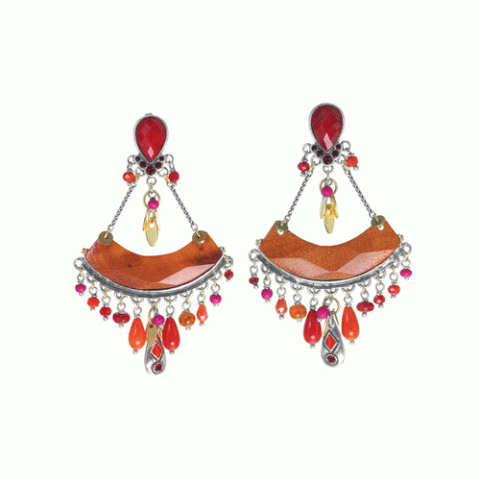 Серьги из агата, коралла, кокоса, дерева Сибукао и Swarovski ZELINE 12-62944