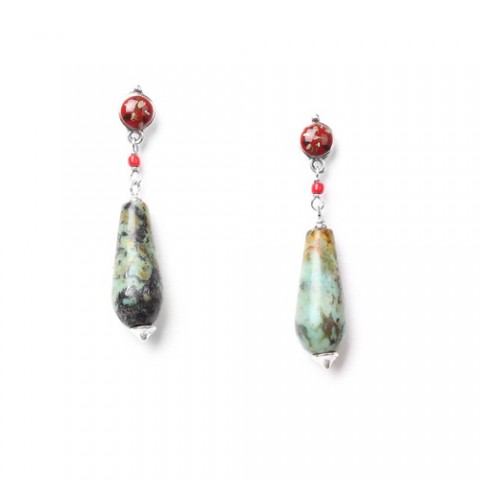 Серьги из тибетской и африканской бирюзы KATMANDOU 12--72272